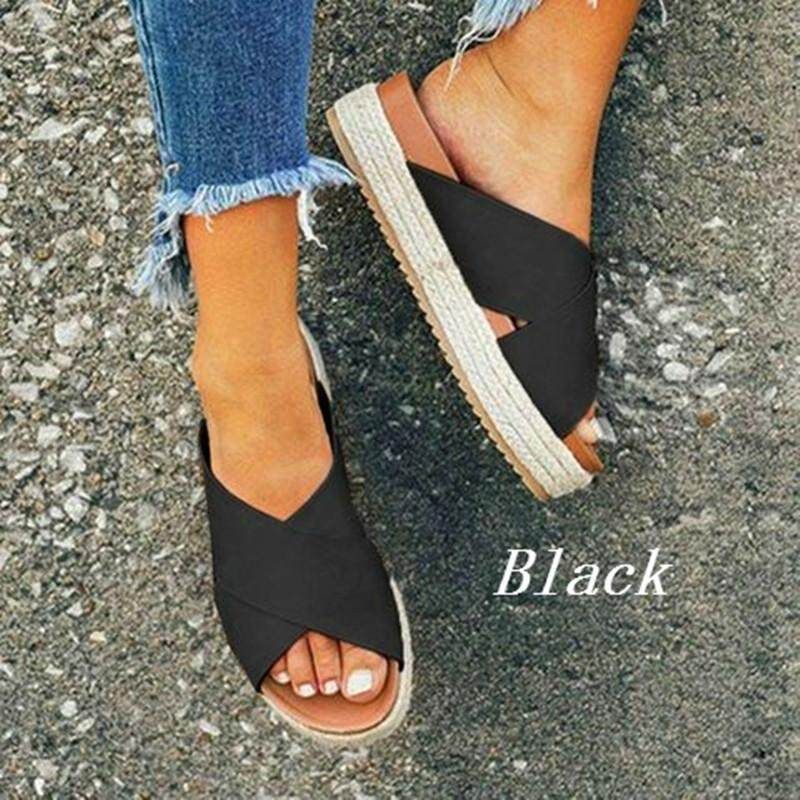Women Platform Shoes Summer Wedge Sandals Black US12 EU43