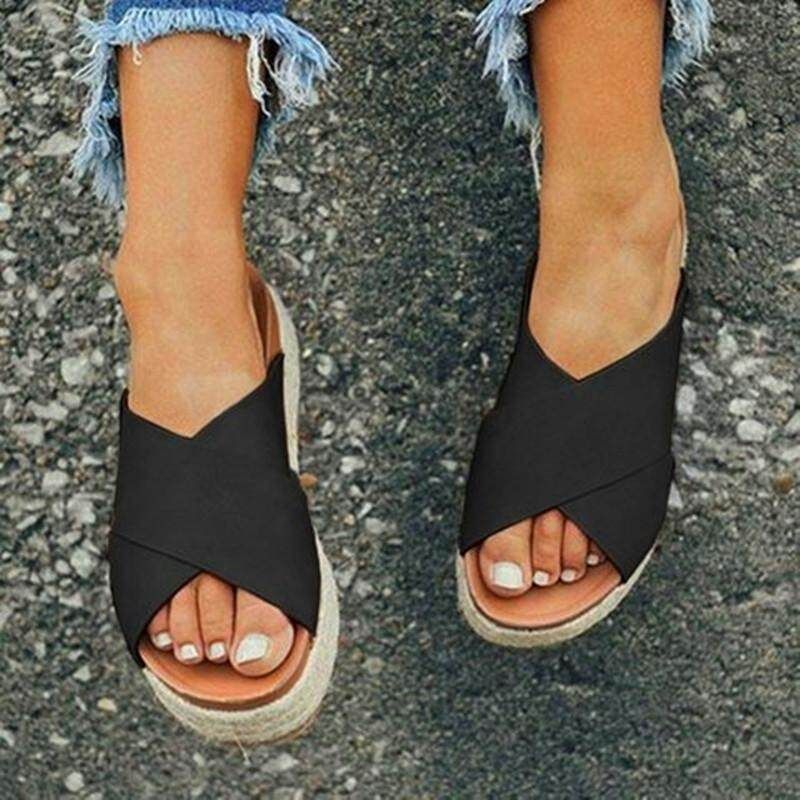 Women Platform Shoes Summer Wedge Sandals Black US12 EU43