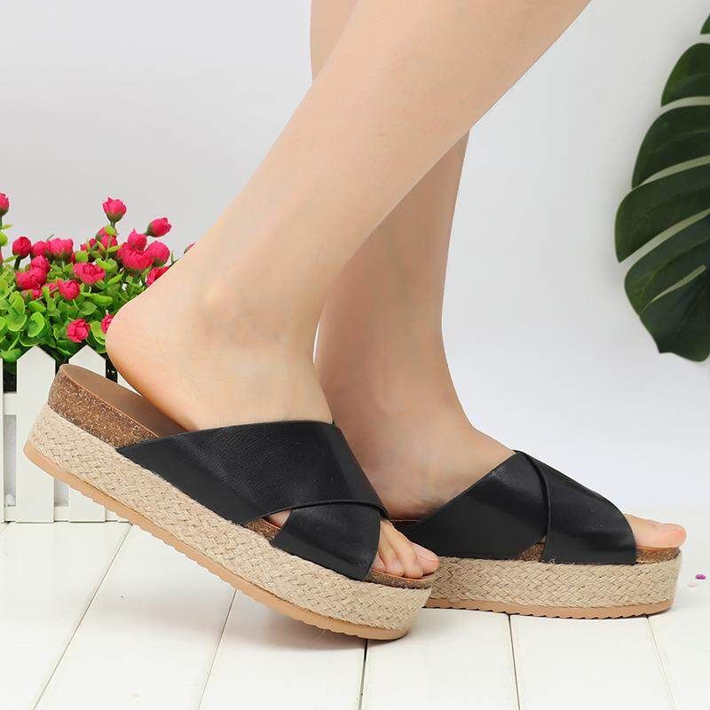 Women Platform Shoes Summer Wedge Sandals Black US12 EU43