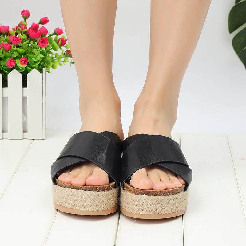 Women Platform Shoes Summer Wedge Sandals Black US12 EU43