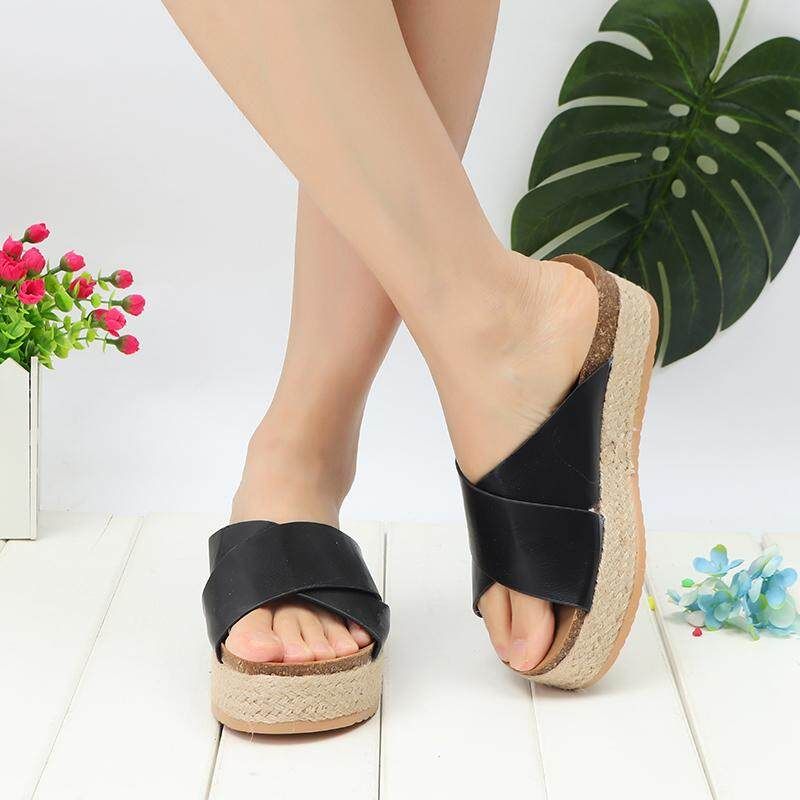 Women Platform Shoes Summer Wedge Sandals Black US12 EU43