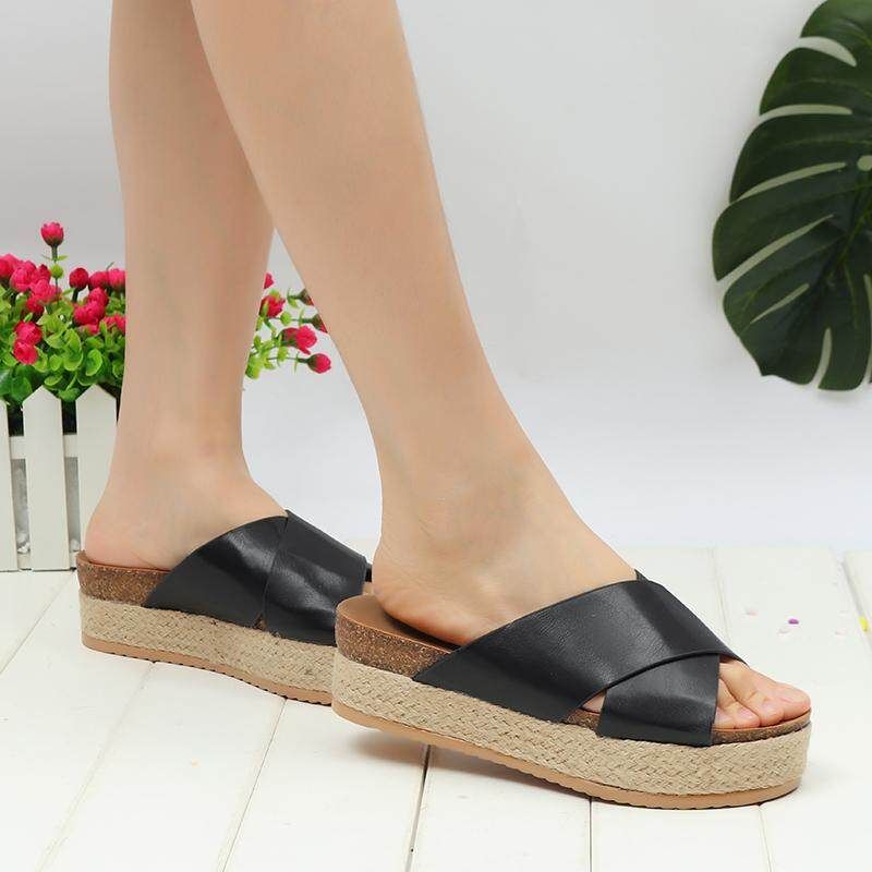 Women Platform Shoes Summer Wedge Sandals Black US12 EU43