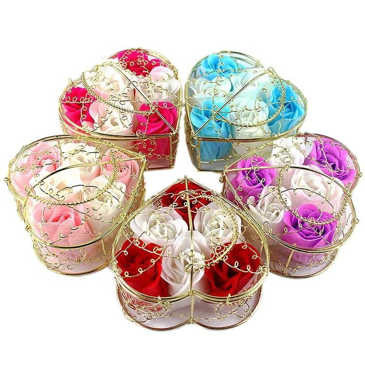 6 Flowers/Box Valentines Day Gift for Girlfriend Rose Flower Soap Wedding Gifts Bridesmaids Gift (5Boxes)