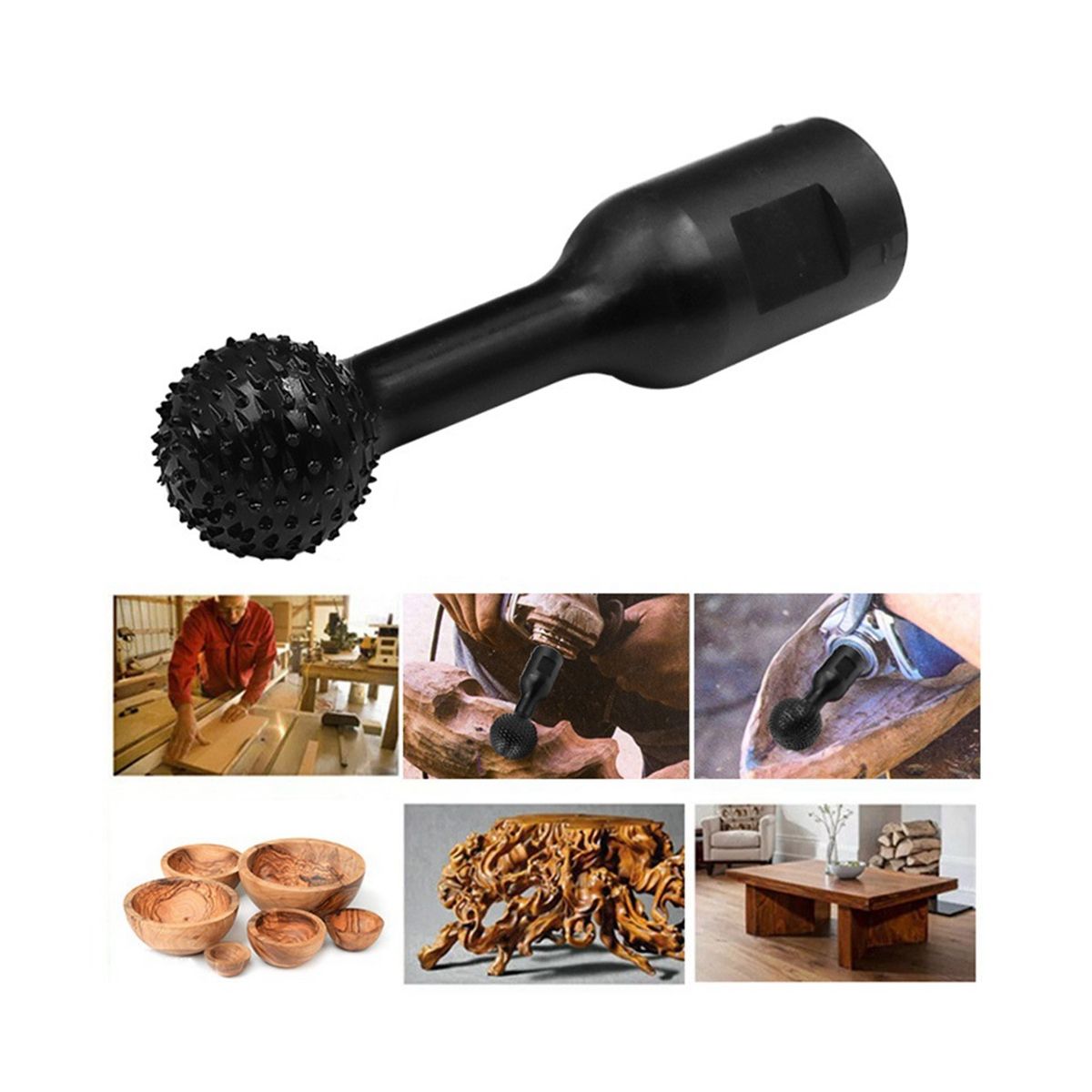 3Pcs Angle Grinder Spherical Grinding Head Spherical Wood Groove Grinding Head Wood Groove Polishing Round Drill Bit