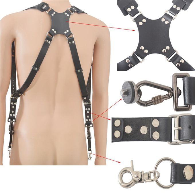 Cowhide Camera Strap Accessories For Two Cameras Strap Sling Black