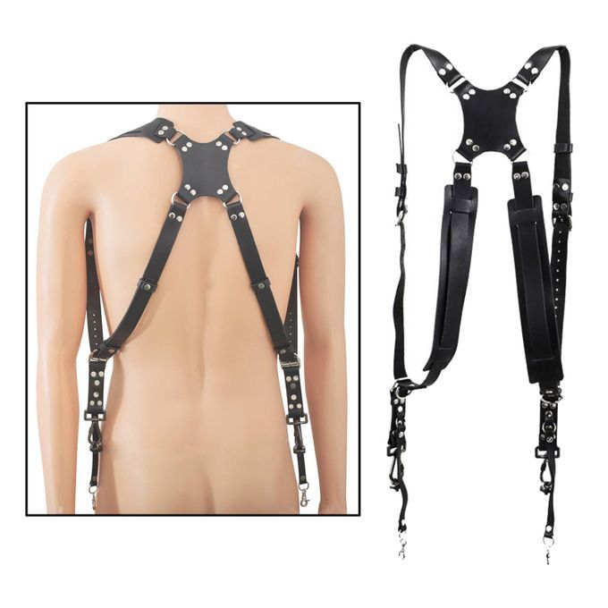 Cowhide Camera Strap Accessories For Two Cameras Strap Sling Black