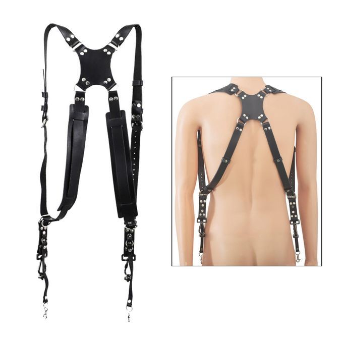 Cowhide Camera Strap Accessories For Two Cameras Strap Sling Black