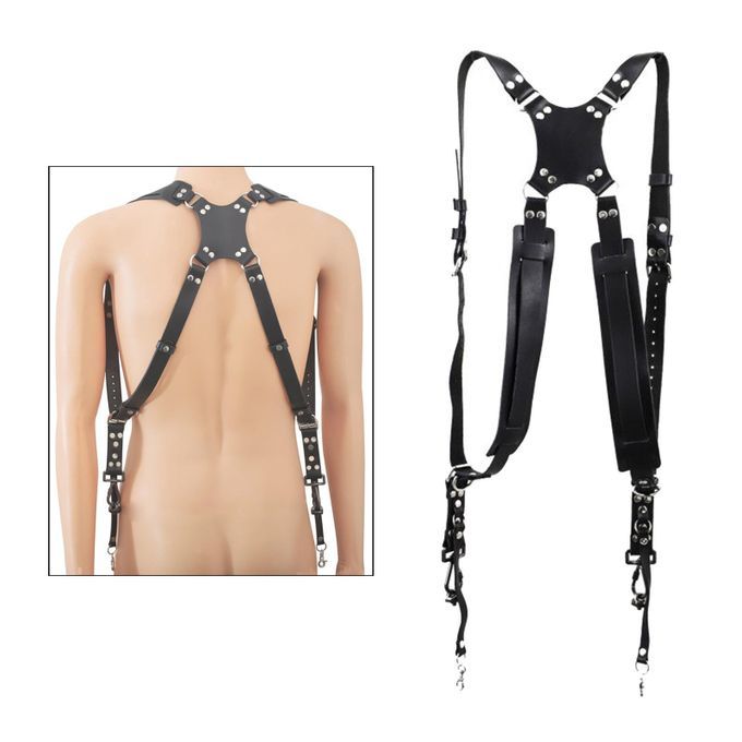 Cowhide Camera Strap Accessories For Two Cameras Strap Sling Black