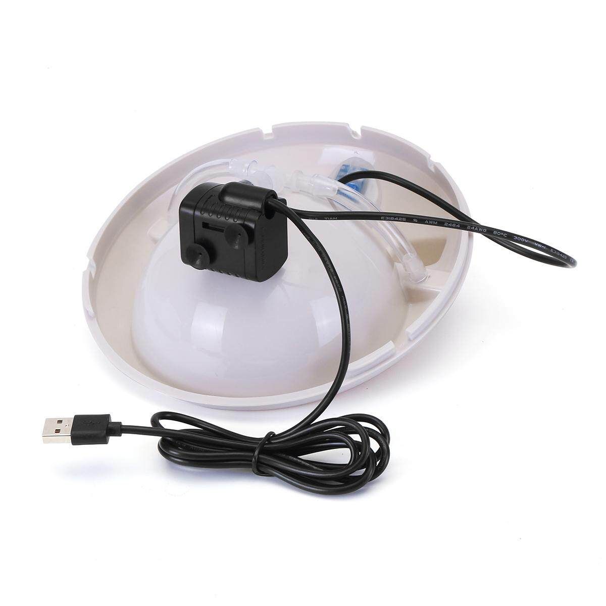 Automatic Electric Pet Dog Cat Water Feeder Drinking Fountain W/ LED Light 1.5L Beige Non Luminous With USB