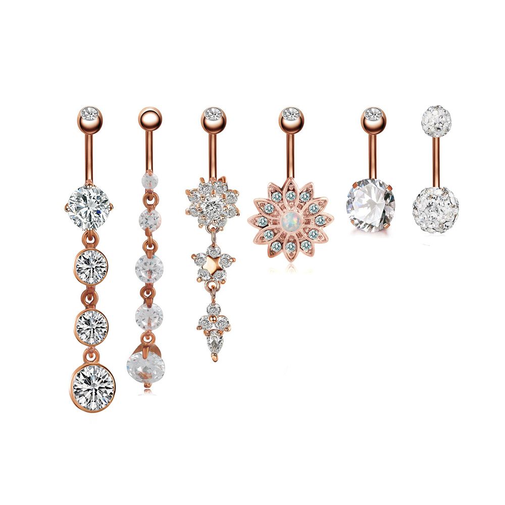 Flower Pendant Belly Button Rings Belly Piercing-Gold
