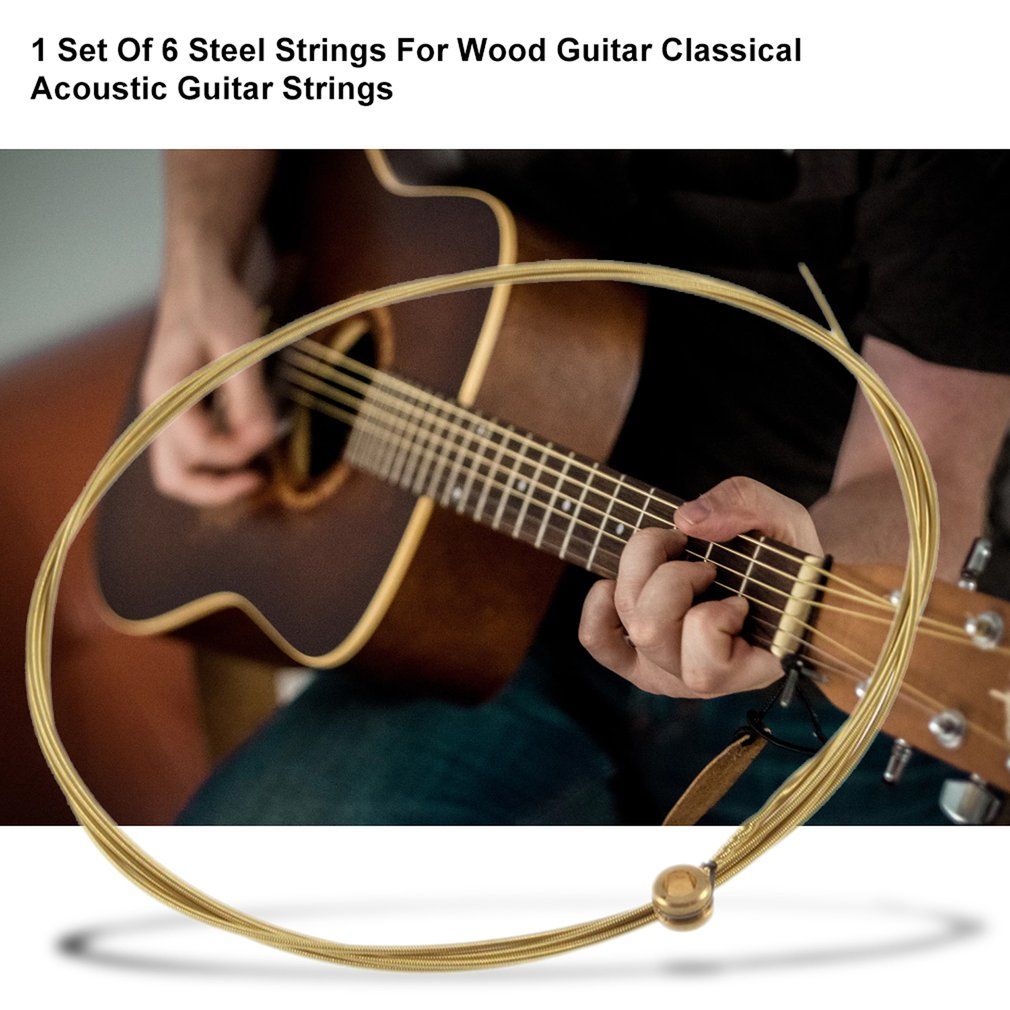 1 Set Of 6 Steel Strings For Wood Guitar Classical Acoustic