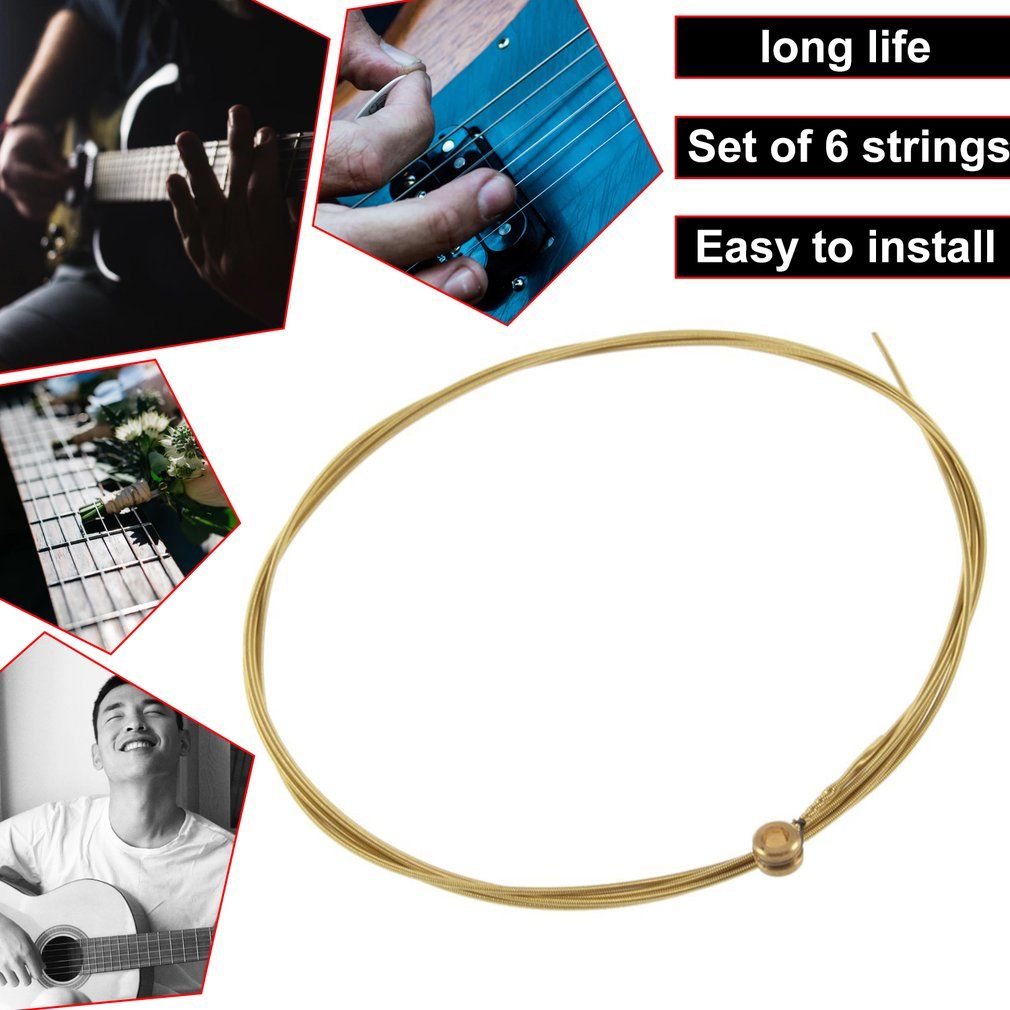 1 Set Of 6 Steel Strings For Wood Guitar Classical Acoustic