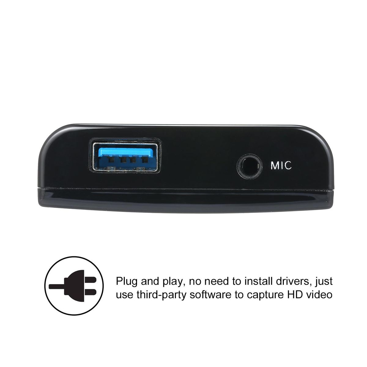 ezcap321B 4K Video Game Capture Box for Live Video Support 4K Video Input and Output MIC Input Black