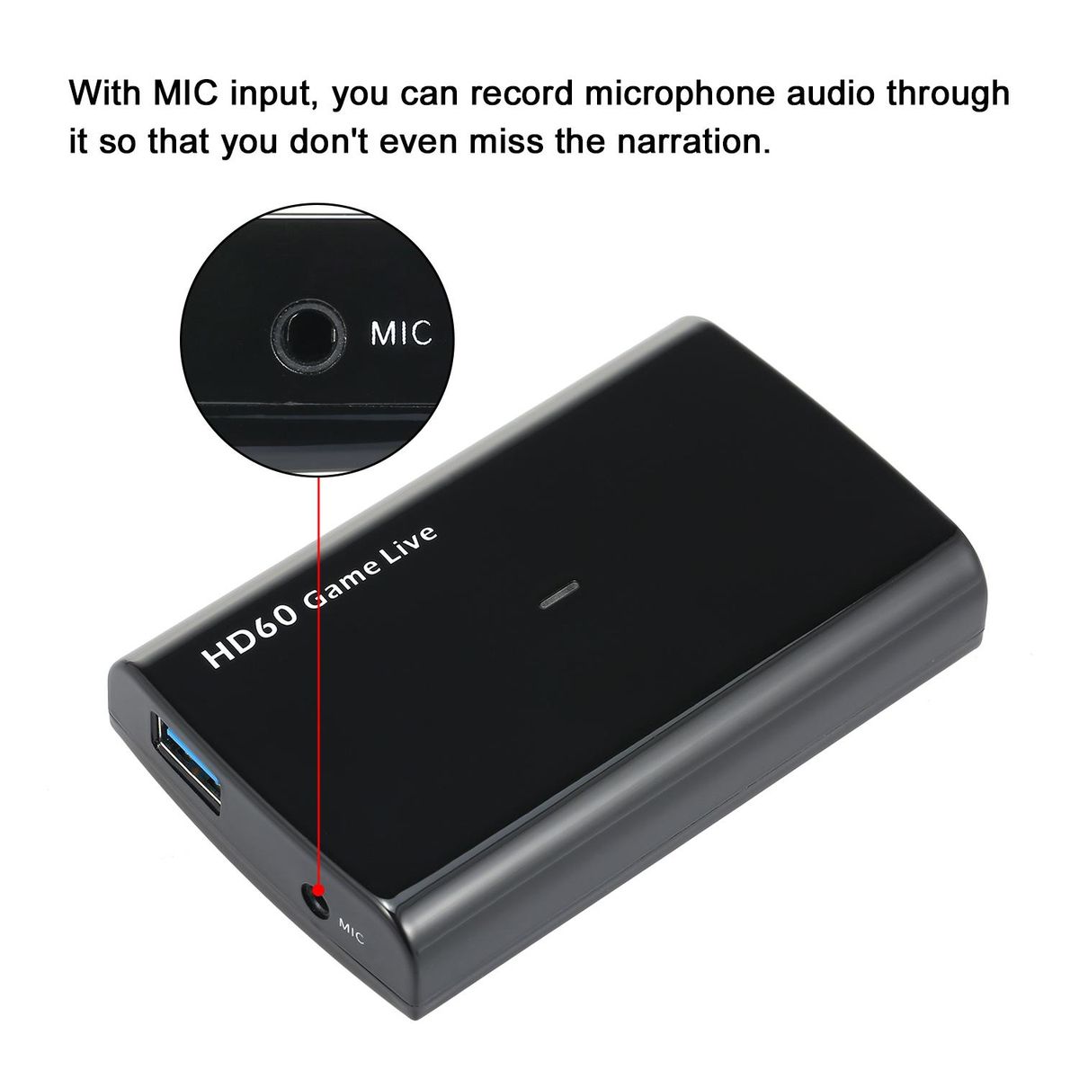ezcap321B 4K Video Game Capture Box for Live Video Support 4K Video Input and Output MIC Input Black
