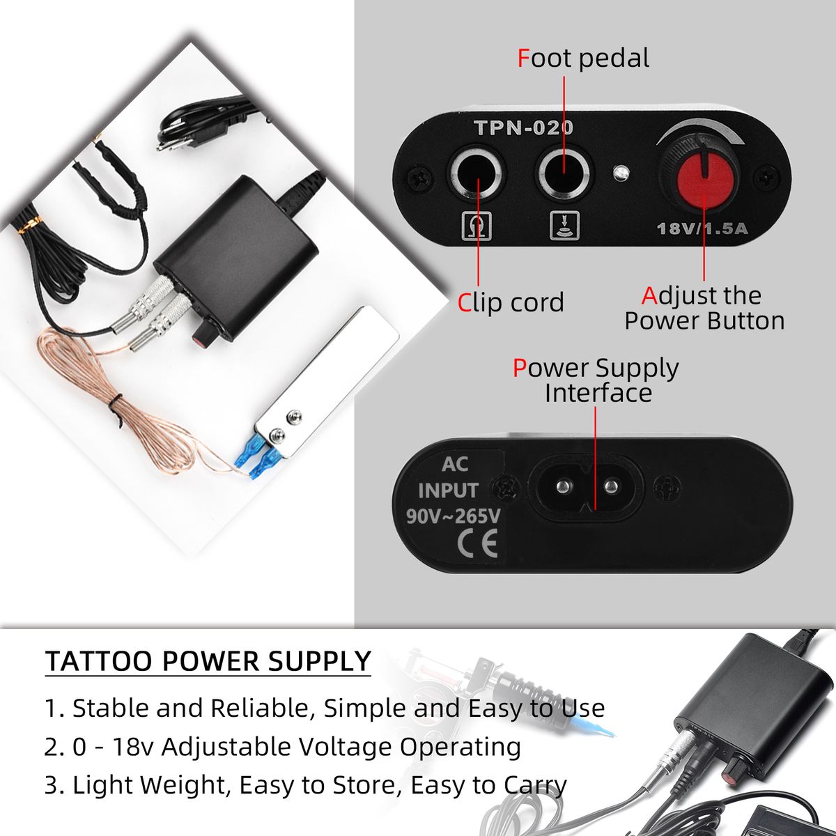 Tattoo Machine Kit 2 Rotary Tattoo Machine Power Supply With