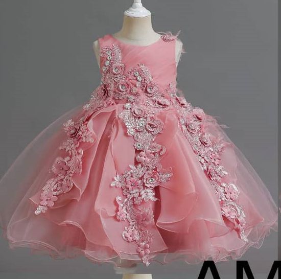 Gradient Flower, Wedding, Party Dress Ball Gown-5-6yrs
