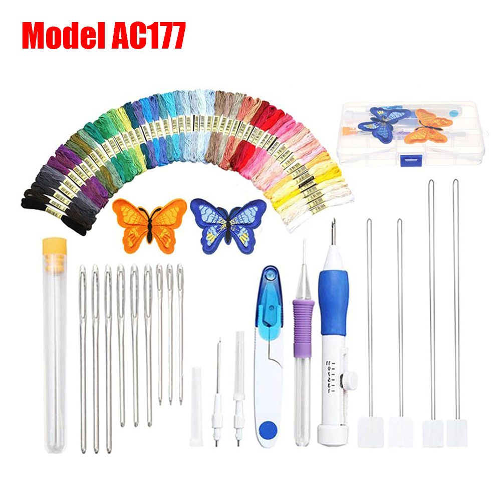 Magic Embroidery Pen Punch Needle Kit DIY Knitting Sewing Crafts Cross Stitch Embroidery Threads Stitching Tool Sewing Accessory Model AC177