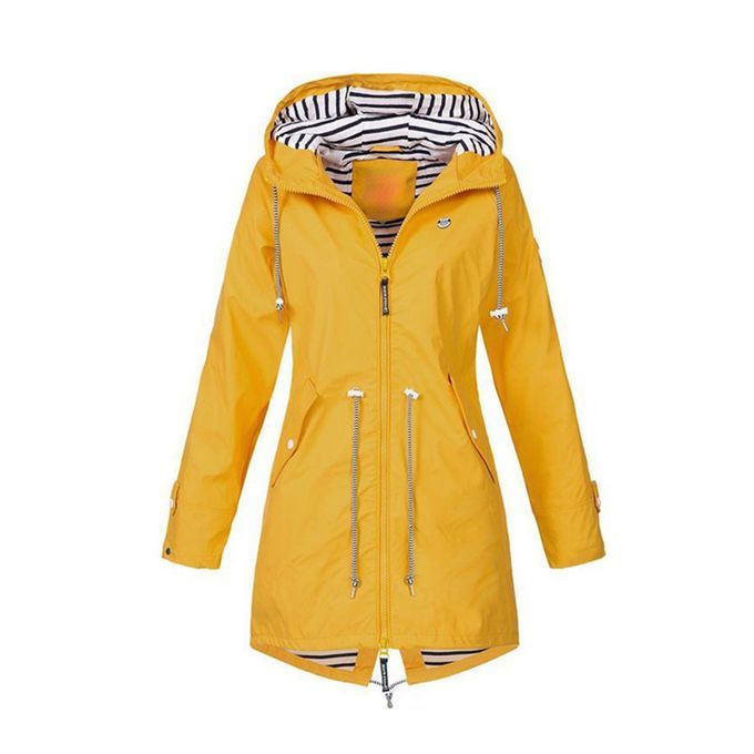 Hoodie Soft Woman Jacket Waterproof Rain Coat Outdoor Yellow XXXL