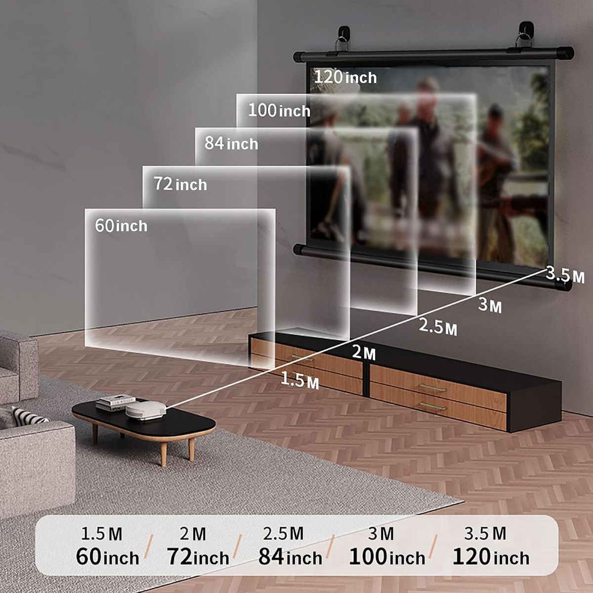 120 Inches Wall Hanging Big Size Projector Screen