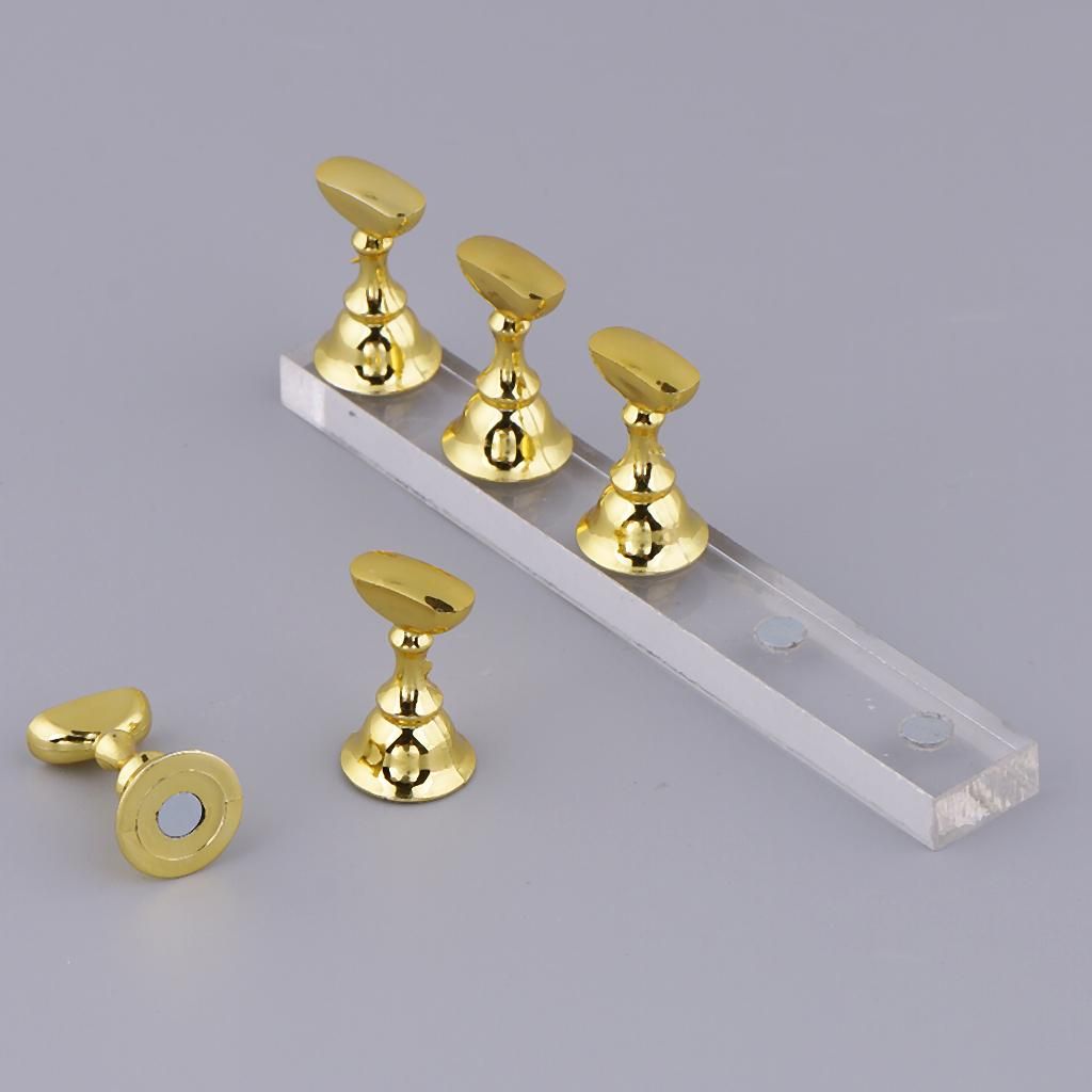 5Pcs Nail Tips Practice Stand Holder For False Tips Display Golden