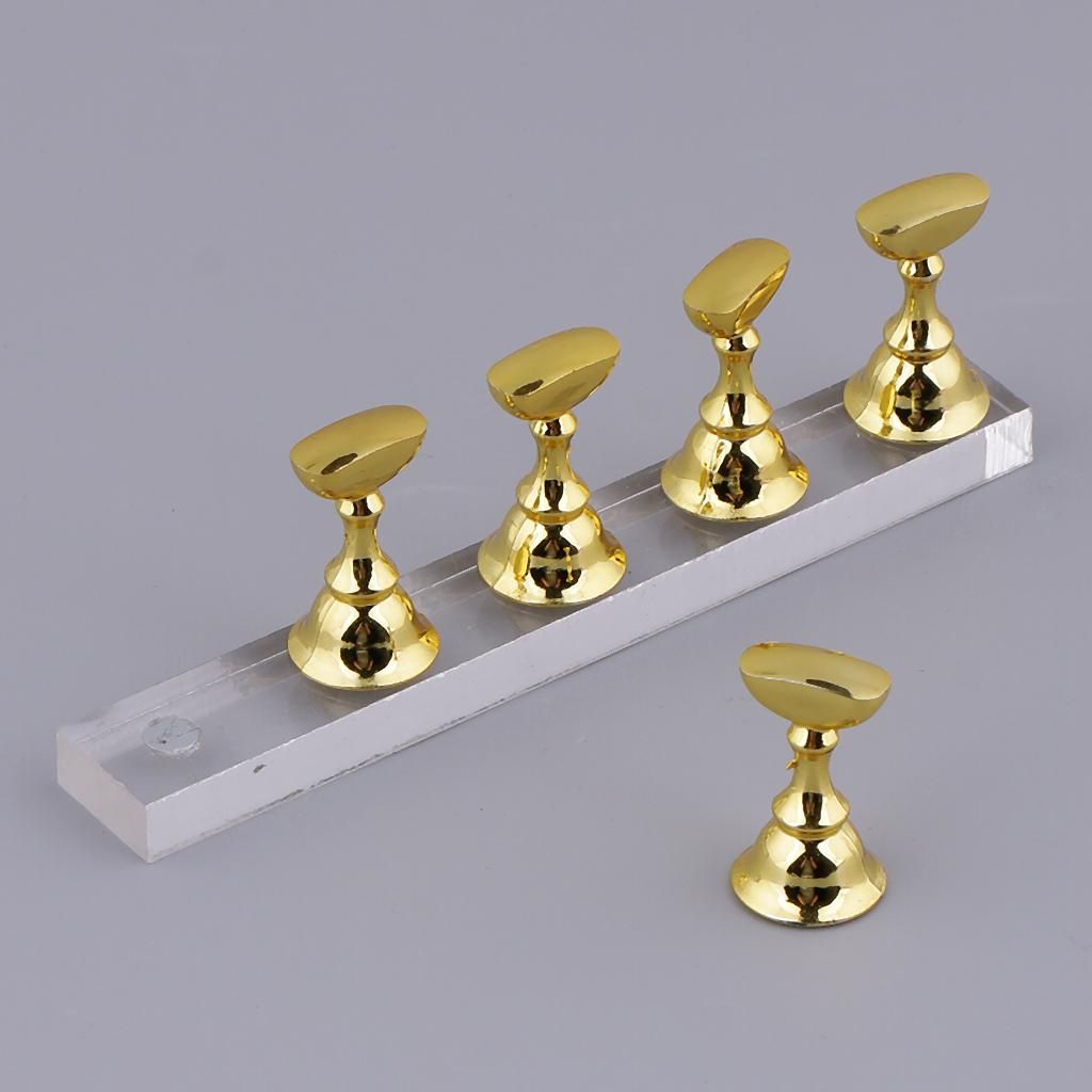 5Pcs Nail Tips Practice Stand Holder For False Tips Display Golden