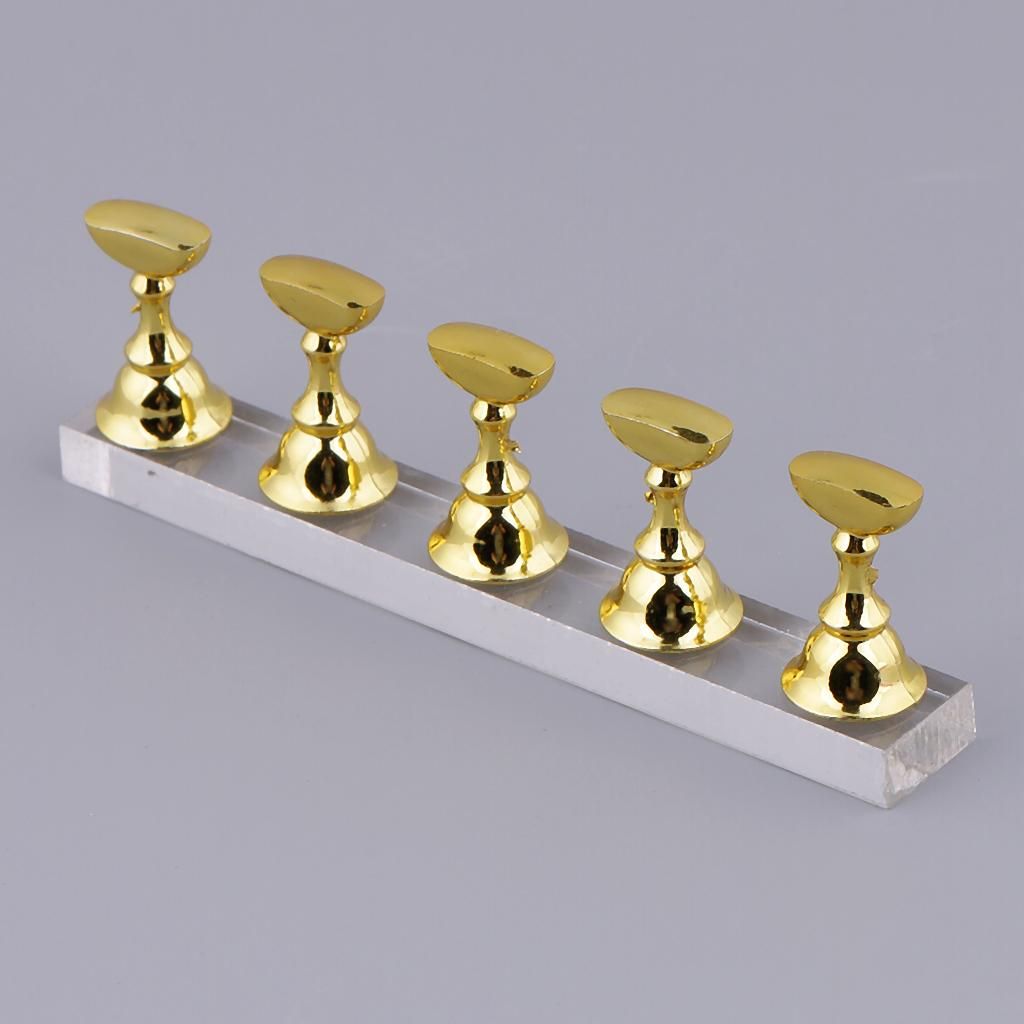 5Pcs Nail Tips Practice Stand Holder For False Tips Display Golden