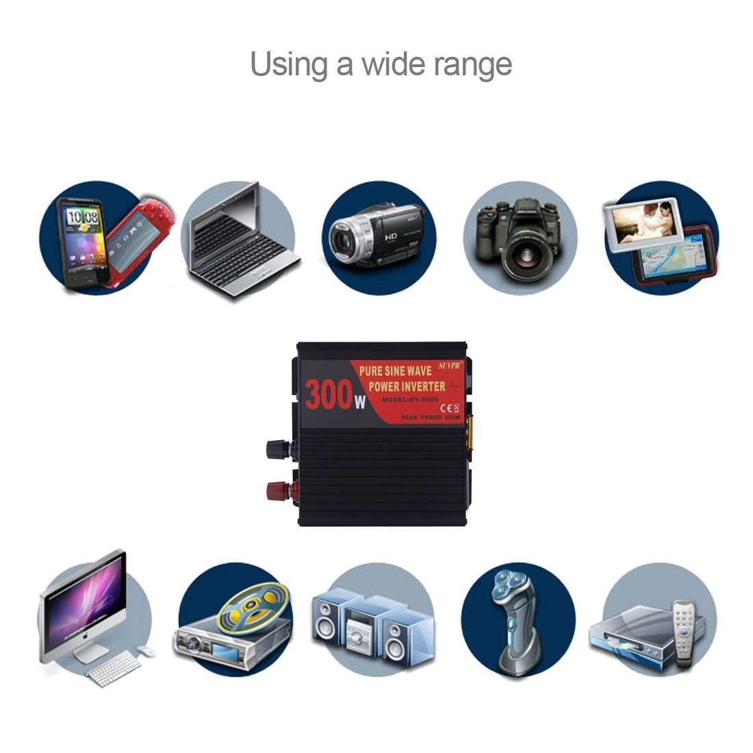 SUVPR DY-LG300S 300W DC 12V To AC 220V Pure Sine Wave Car Power Inverter With Universal Power Socket