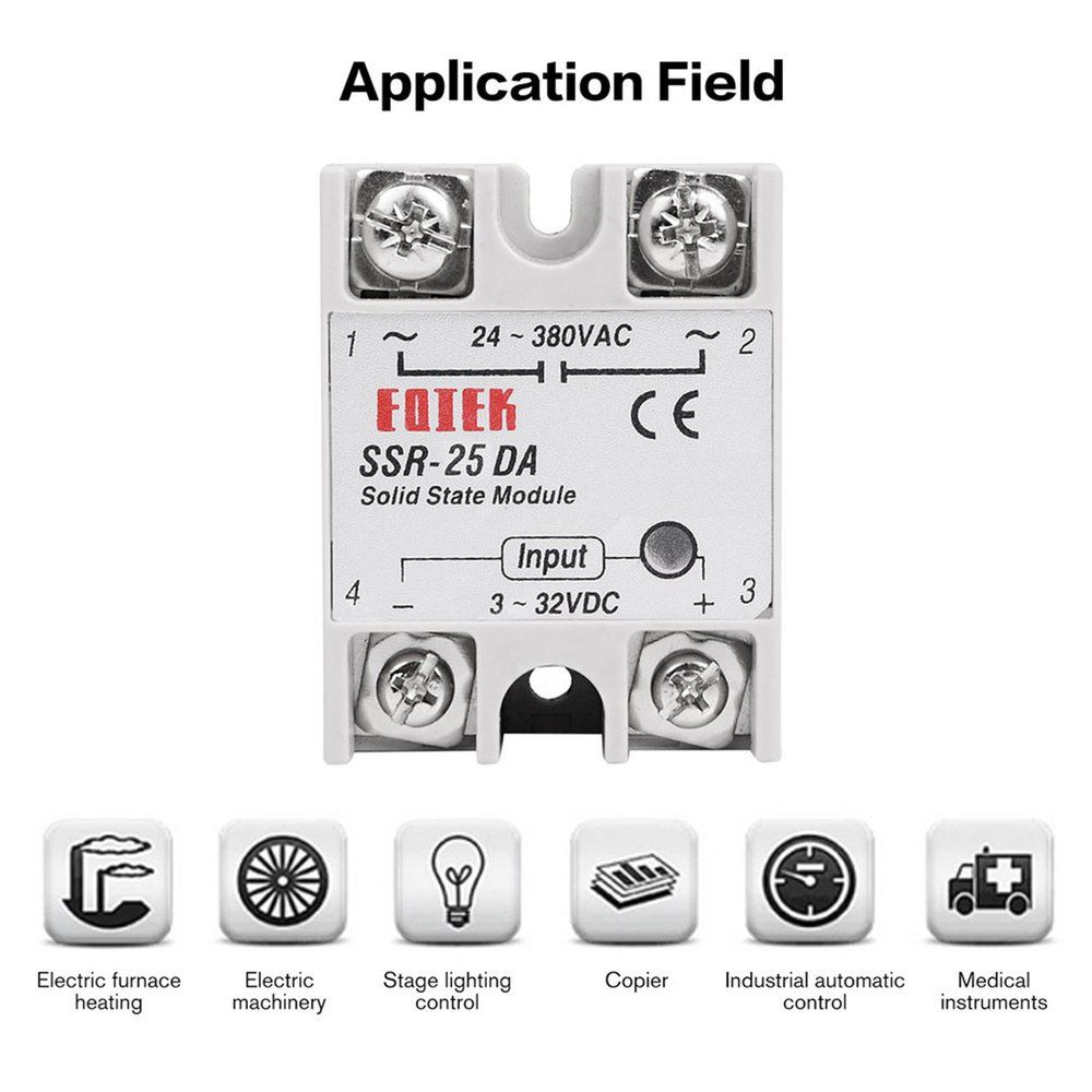 Solid State Relay DC-AC SSR-10A 25A 40A 60A 80A 100A 3-32V DC TO 24-380V AC White