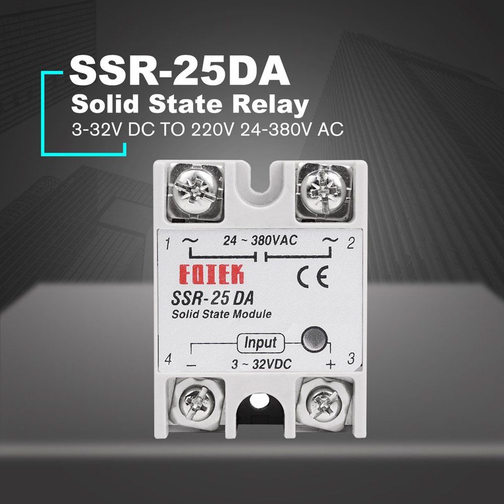 Solid State Relay DC-AC SSR-10A 25A 40A 60A 80A 100A 3-32V DC TO 24-380V AC White