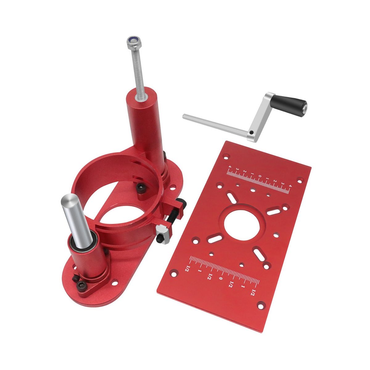 Router Table Insert Plate Router Lift Kit - Woodworking Router Lift Flip Plate for 65mm Motor Trimming Machine-Red