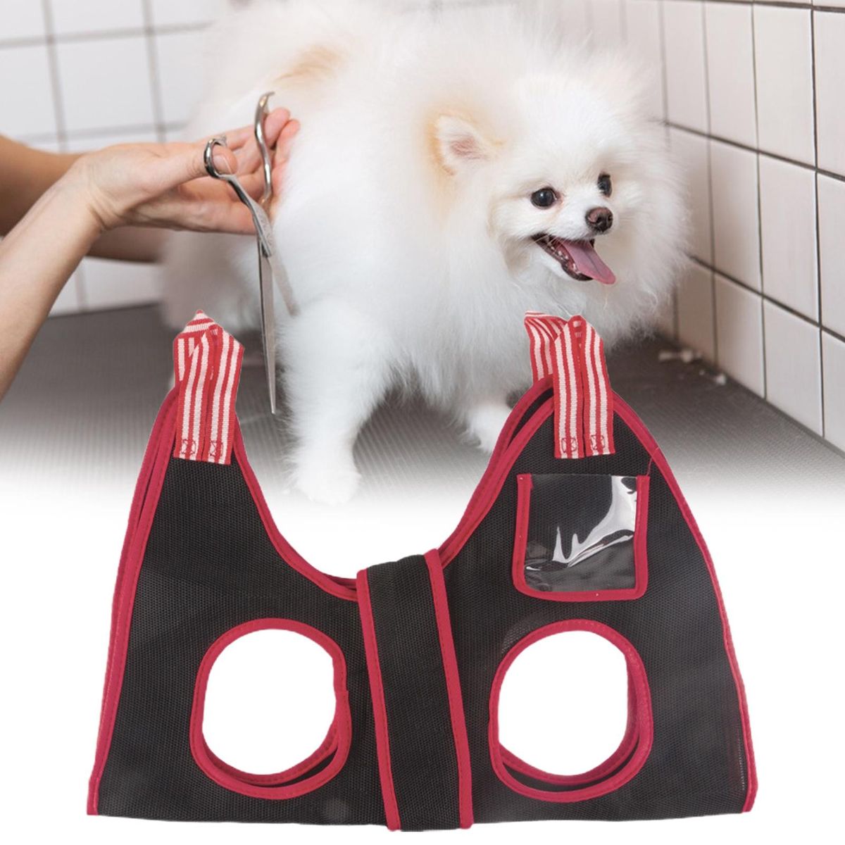Pet Grooming Hammock Puppy Kitten Trimming Hammock Helper Black
