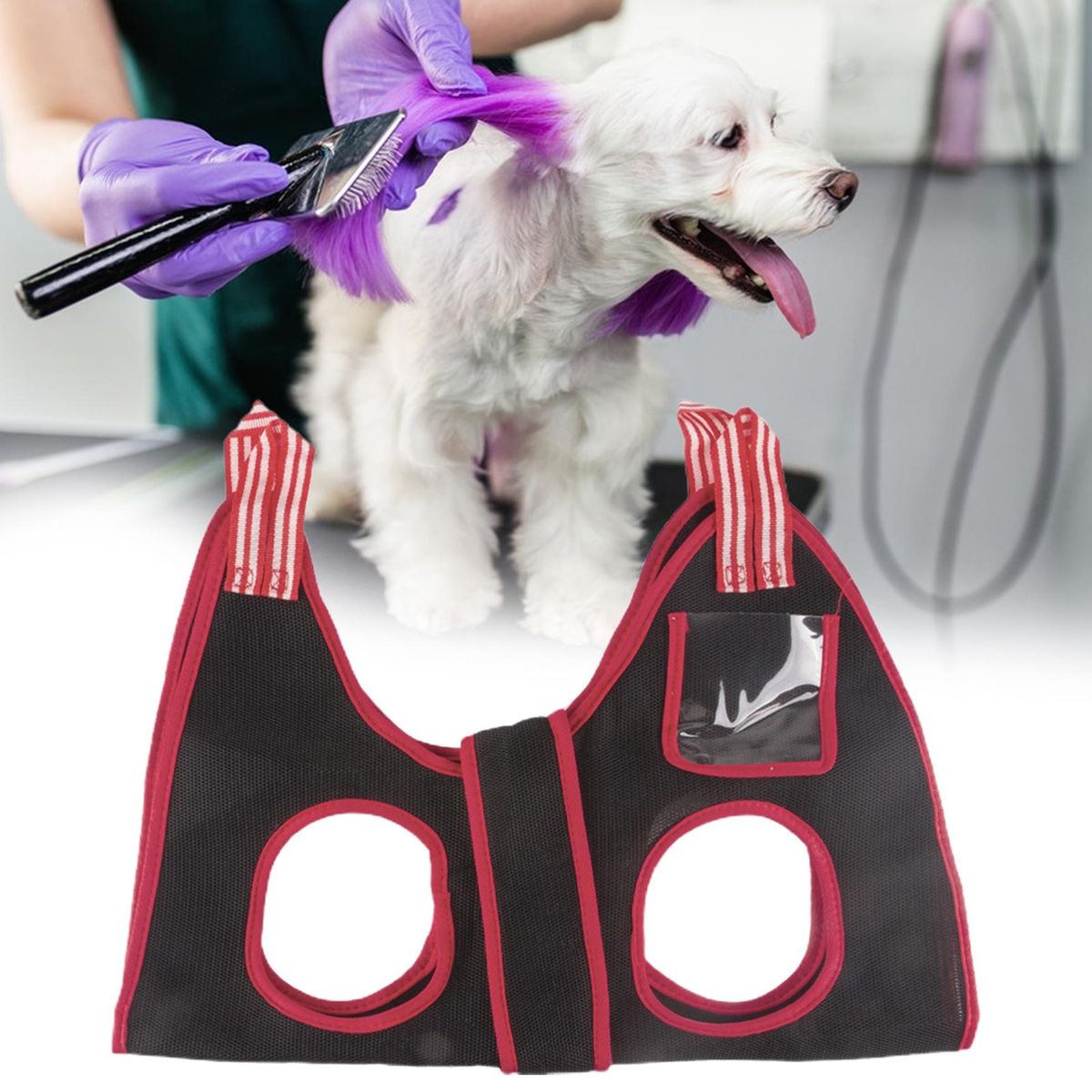 Pet Grooming Hammock Puppy Kitten Trimming Hammock Helper Black
