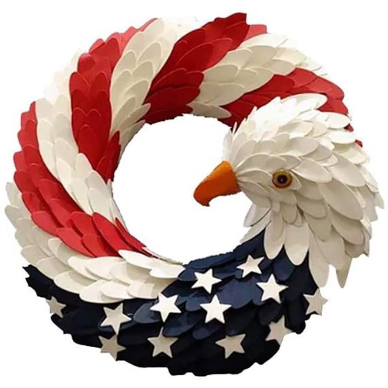 10 Inch Eagle Wreath,,Red White and Blue Wreath Door Decor