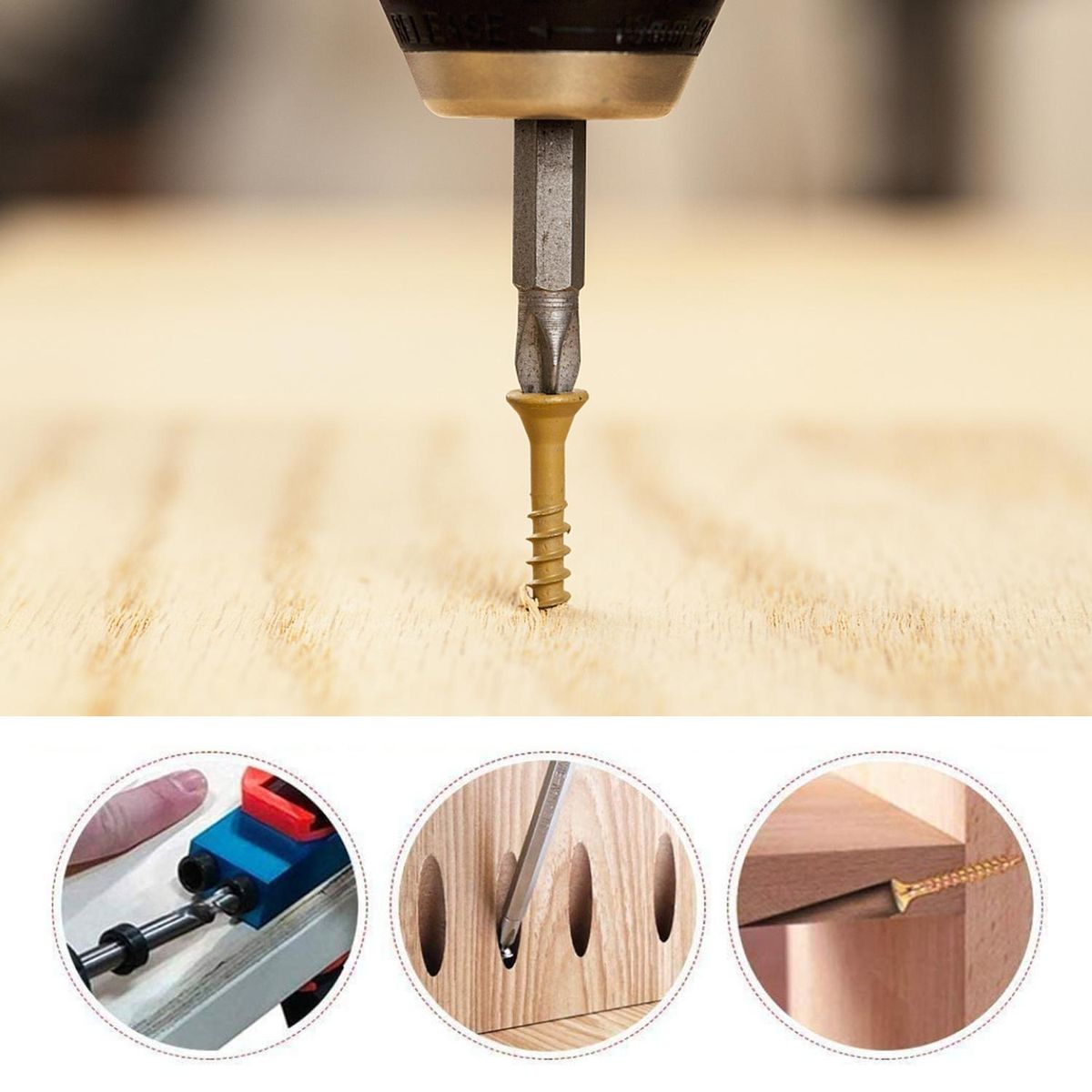 15pcs Pocket Hole Jig Kit  8mm 10mm 15 Degree Angle Drill Guide Woodwoorking Tool Inclined Hole Jig Hole Puncher Locator Jig Drill Bit Carpentry Tools
