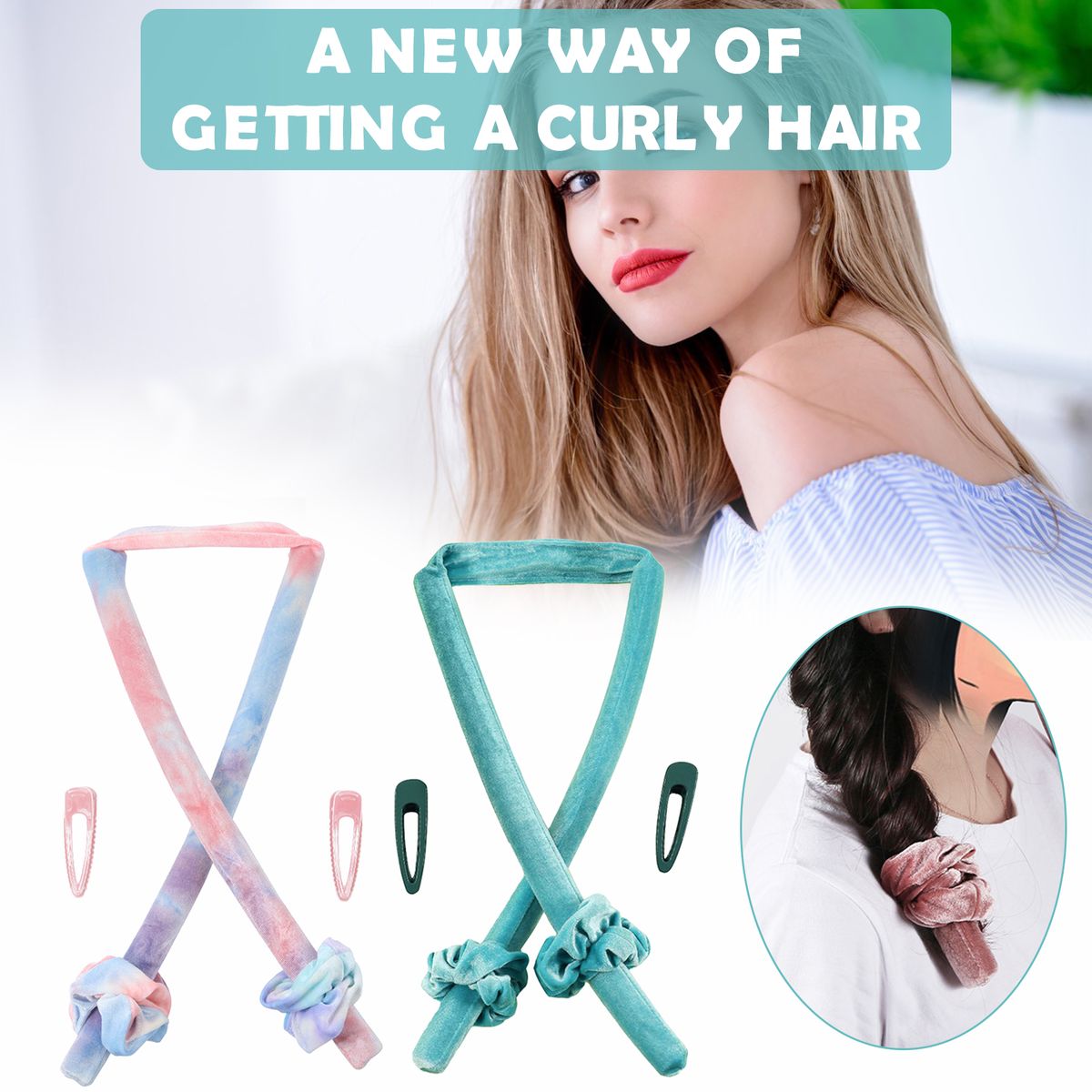 5PCs No Heat Hair Curling Kit For Long Hair Heatless Hair