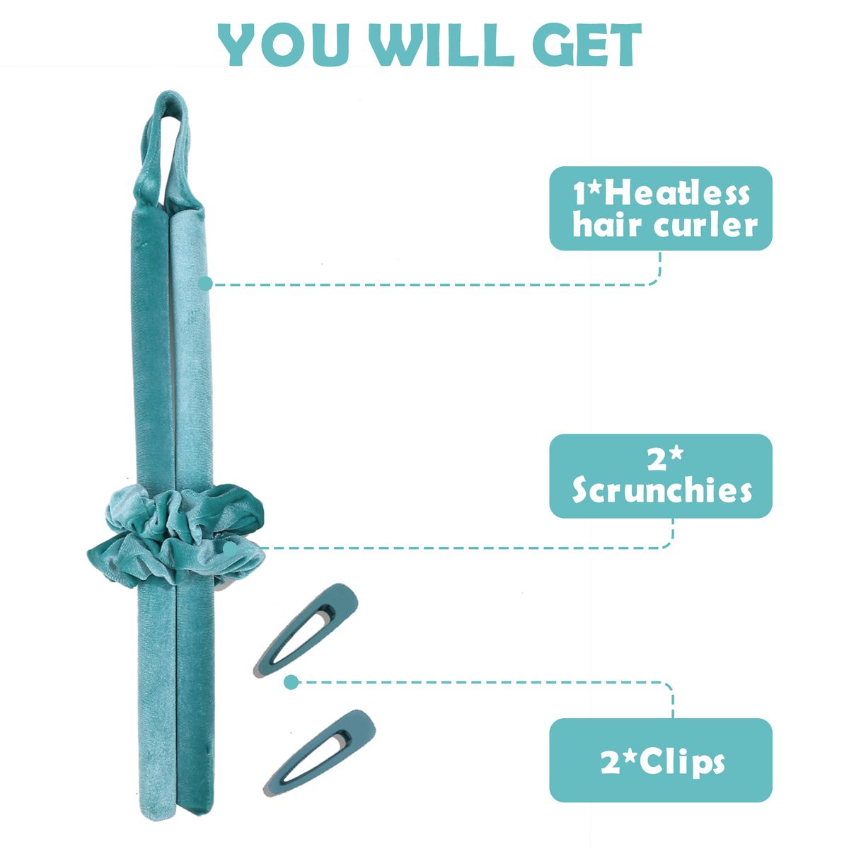 5PCs No Heat Hair Curling Kit For Long Hair Heatless Hair