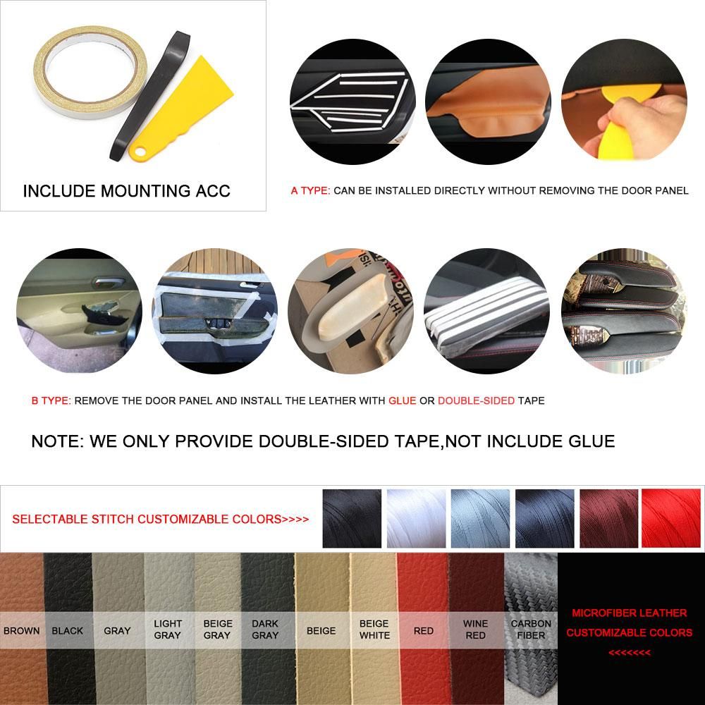 Soft Microfiber Leather Door Panels Cover For Honda Accord 2008 2009 2010 2011 2012 Car Interior Door Armrest Cover Sticker Trim