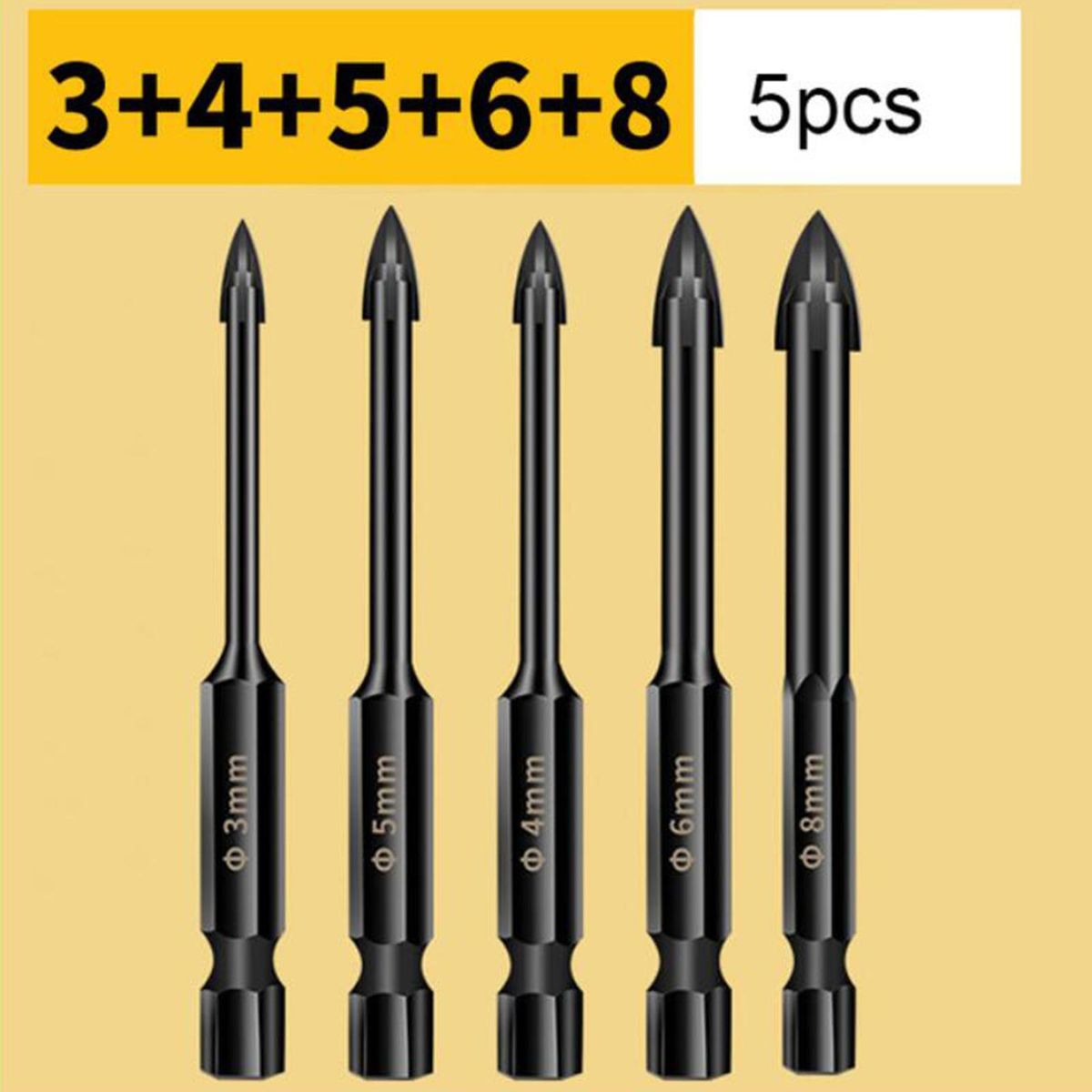 Wall Ceramic Tile Marble Glass Drill Bit Set 5Pcs A