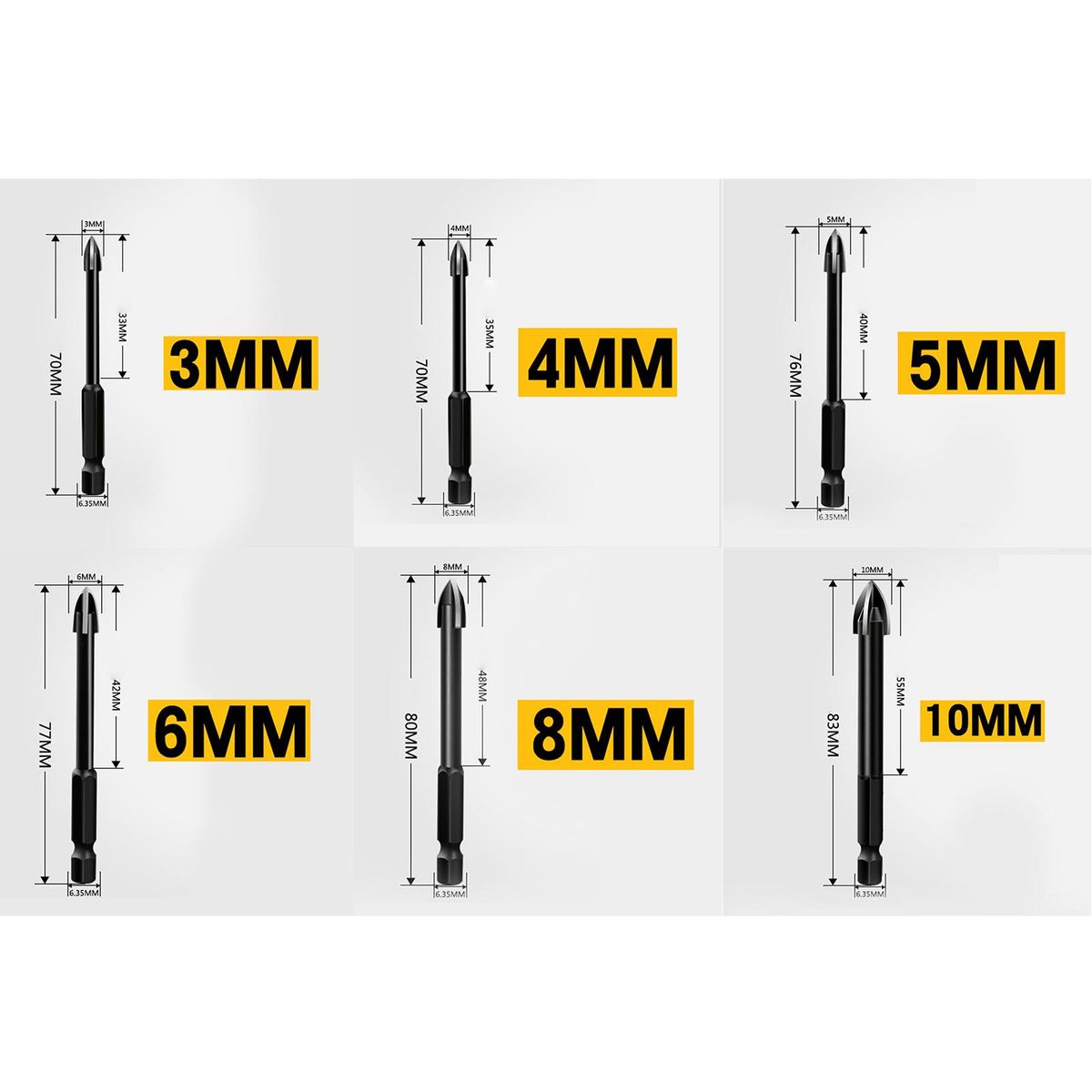 Wall Ceramic Tile Marble Glass Drill Bit Set 5Pcs A