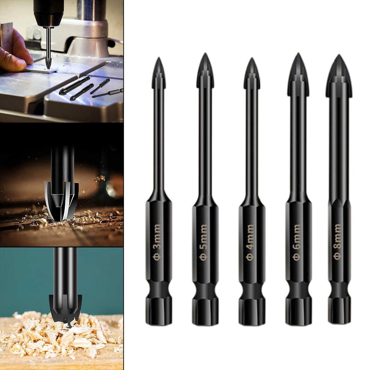 Wall Ceramic Tile Marble Glass Drill Bit Set 5Pcs A