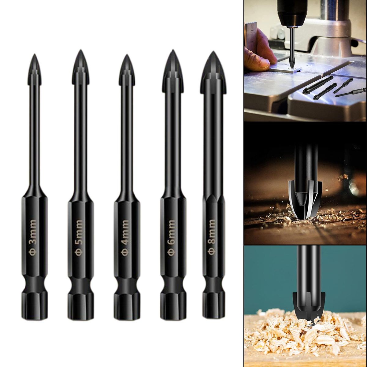 Wall Ceramic Tile Marble Glass Drill Bit Set 5Pcs A