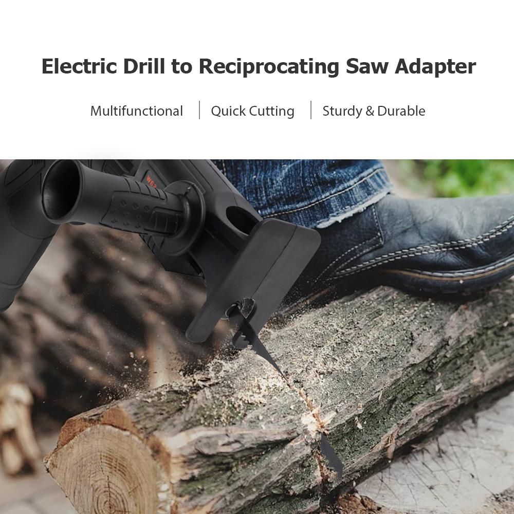 Electric Drill to Reciprocating Saw Adapter with 3 Replaceable Saw Blades Power Drill Modified Tool Electric Saw Converter for Wood Metal Plastic Bone Leather
