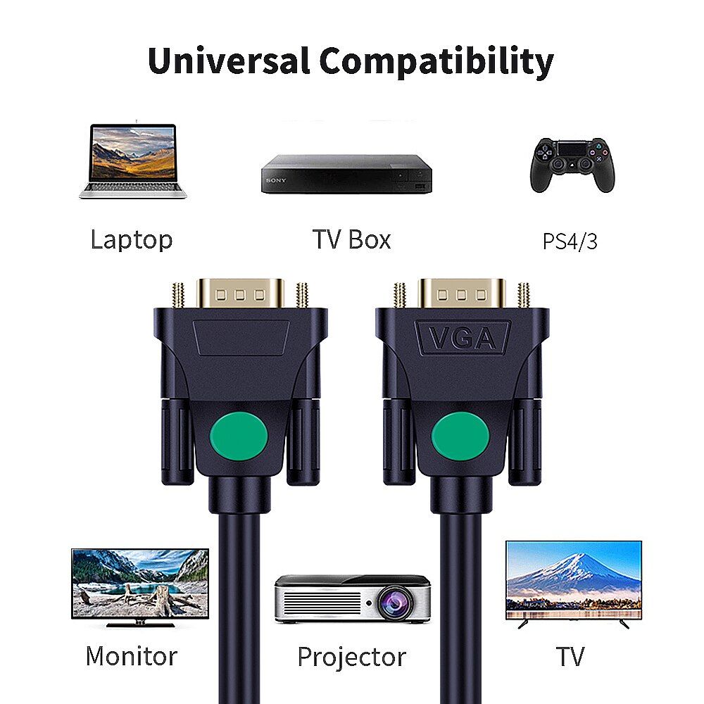 VGA To VGA Cable PC Computer Monitor Projector Male