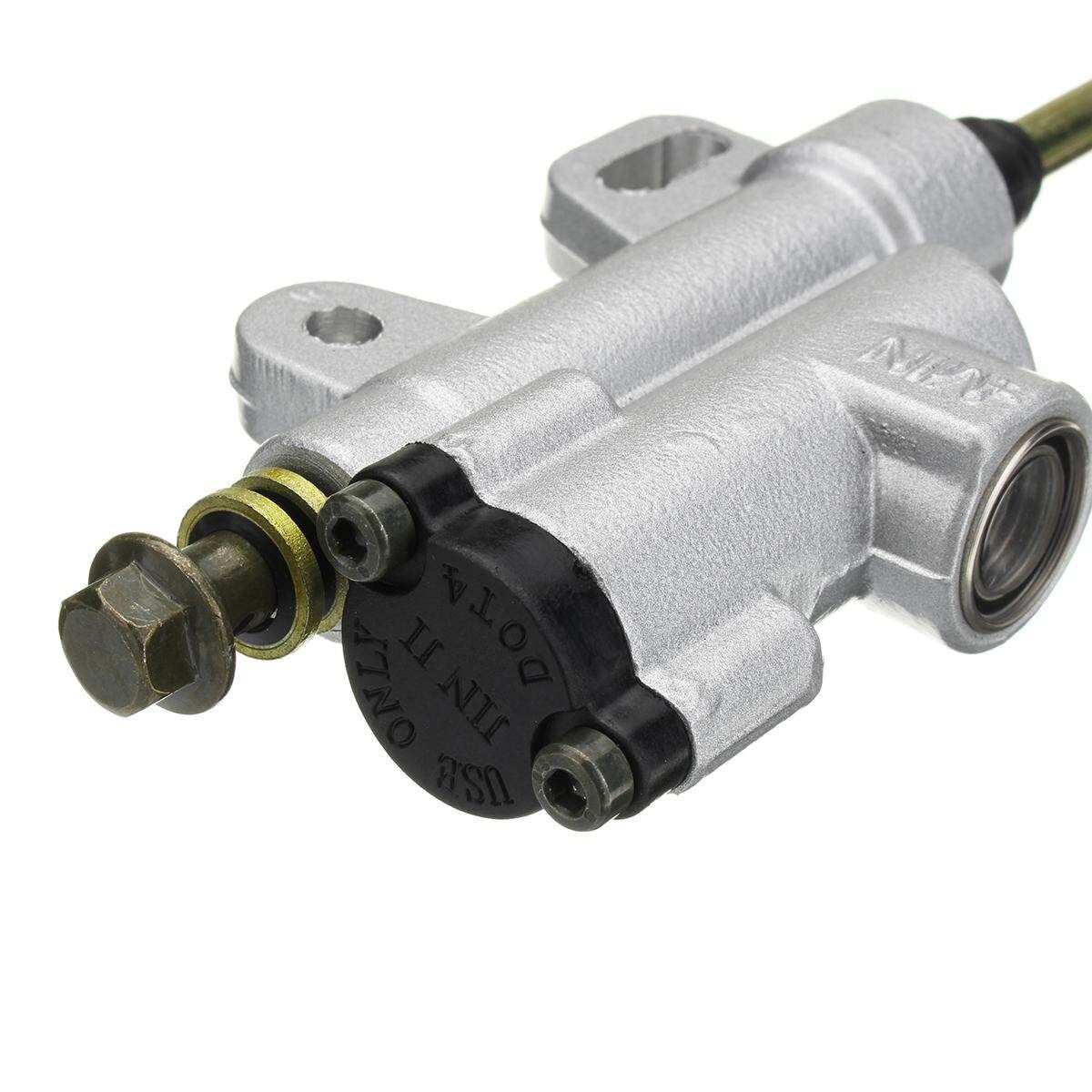 SILVER 8mm Banjo Back Rear Hydraulic Brake Master Cylinder PIT PRO Dirt Bike ATV