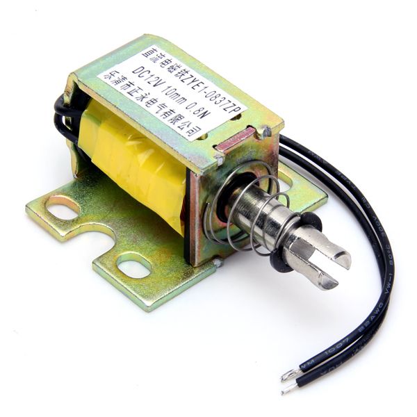 DC 12V 10mm Stroke Open Frame Push Solenoid Electromagnet
