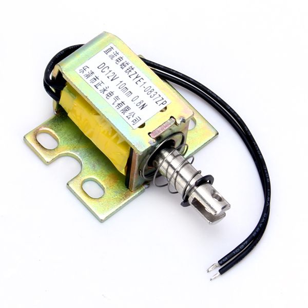 DC 12V 10mm Stroke Open Frame Push Solenoid Electromagnet