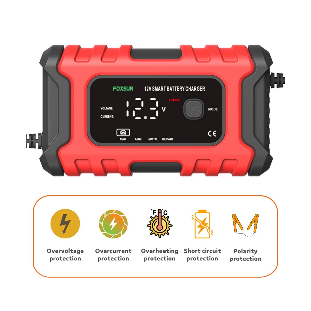 Car Battery Charger 12V 6A for Automotive Electric
