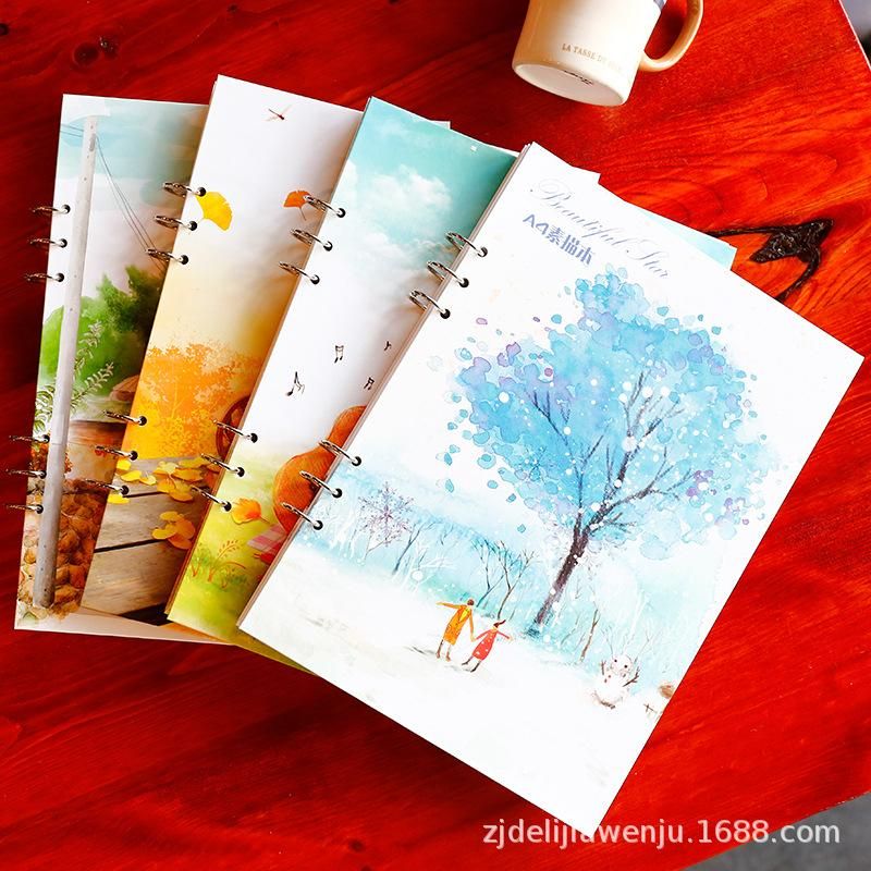 A4 Sketchbook Loose-Leaf Removable Sketch Color Lead Painted Loose-Leaf Picture Book Sketchbook Art Portable Sketch Picture Book