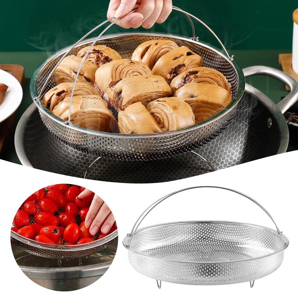 Multi-function Stainless Steel Steaming Tray Drain Basket