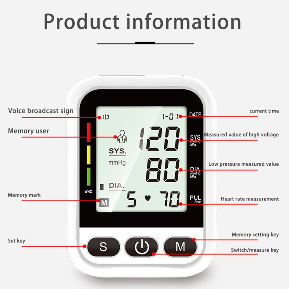 Blood Pressure Monitor BP Pulse Health Vascular Monitor